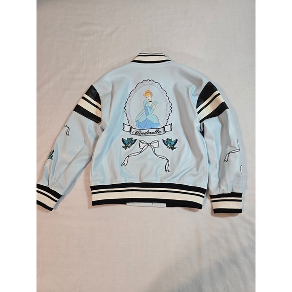 Disney Princess Cinderella Kids Varsity Jacket Light Blue Full Zip Size 7/8 - Picture 2 of 9